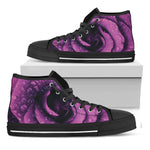 Dark Purple Rose Print Black High Top Shoes