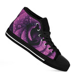 Dark Purple Rose Print Black High Top Shoes