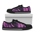 Dark Purple Rose Print Black Low Top Sneakers