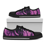 Dark Purple Rose Print Black Low Top Shoes