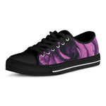 Dark Purple Rose Print Black Low Top Shoes