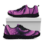 Dark Purple Rose Print Black Sneakers
