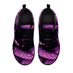 Dark Purple Rose Print Black Sneakers