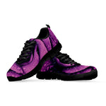 Dark Purple Rose Print Black Sneakers