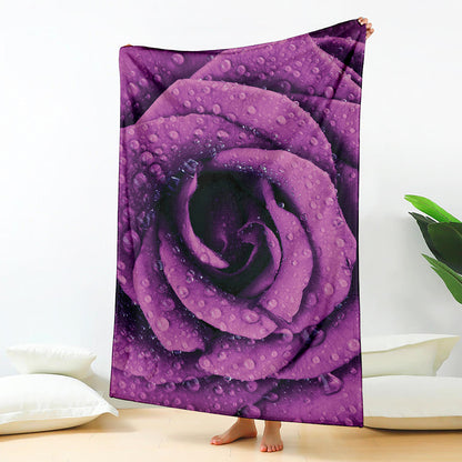 Dark Purple Rose Print Blanket
