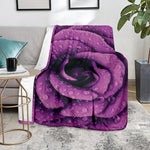 Dark Purple Rose Print Blanket