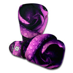 Dark Purple Rose Print Boxing Gloves