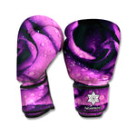 Dark Purple Rose Print Boxing Gloves
