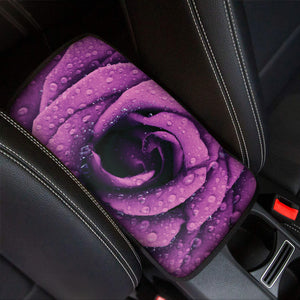 Dark Purple Rose Print Car Center Console Cover