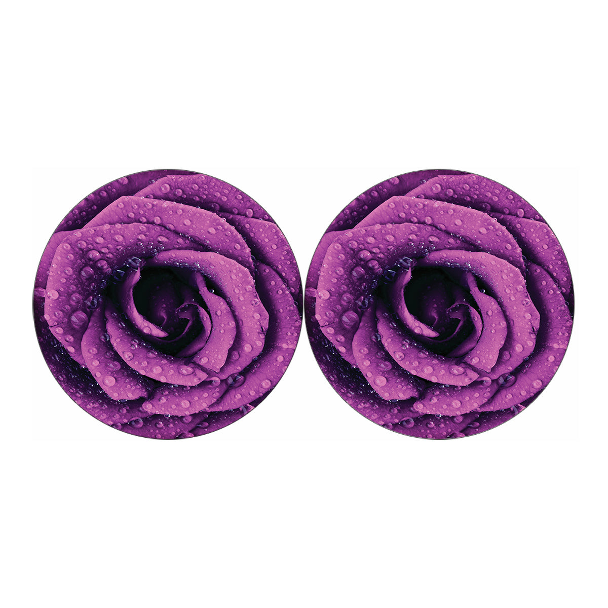 Dark Purple Rose Print Car Coasters