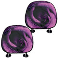 Dark Purple Rose Print Car Headrest Covers