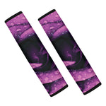 Dark Purple Rose Print Car Seat Belt Covers