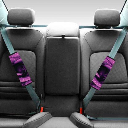 Dark Purple Rose Print Car Seat Belt Covers
