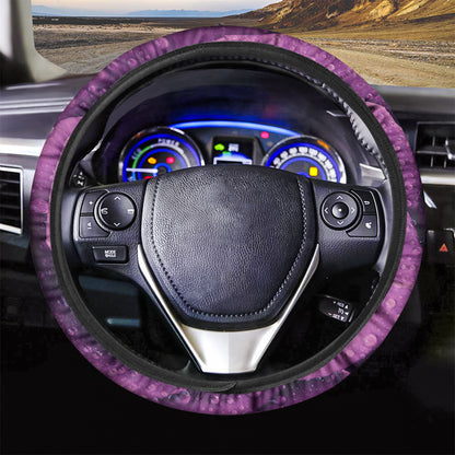 Dark Purple Rose Print Car Steering Wheel Cover