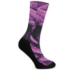 Dark Purple Rose Print Crew Socks