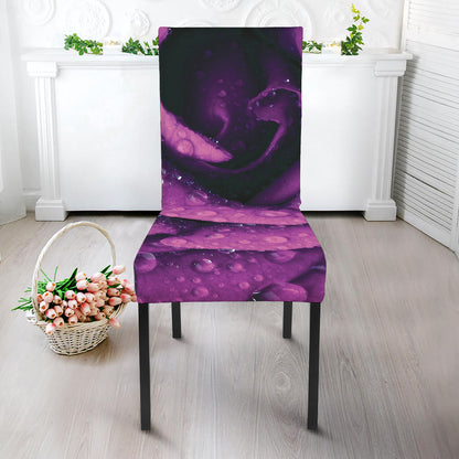 Dark Purple Rose Print Dining Chair Slipcover