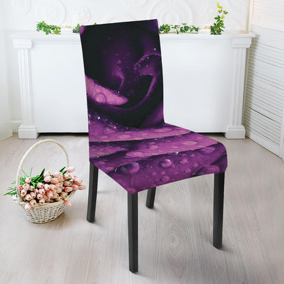 Dark Purple Rose Print Dining Chair Slipcover