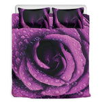 Dark Purple Rose Print Duvet Cover Bedding Set