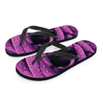 Dark Purple Rose Print Flip Flops