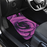 Dark Purple Rose Print Front and Back Car Floor Mats
