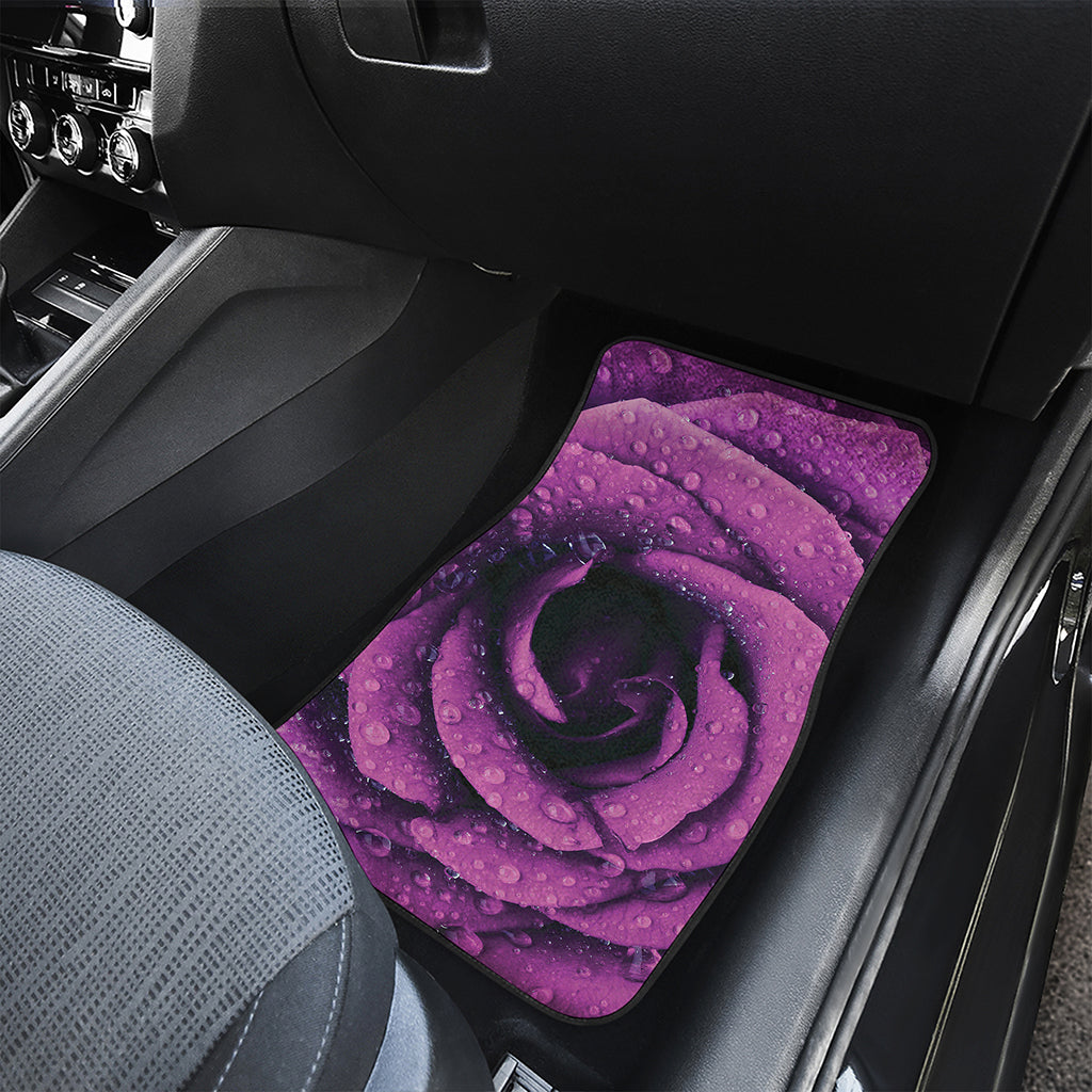 Dark Purple Rose Print Front and Back Car Floor Mats