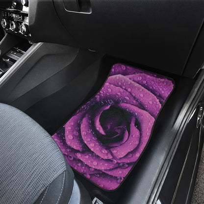 Dark Purple Rose Print Front and Back Car Floor Mats