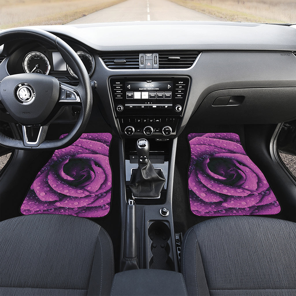 Dark Purple Rose Print Front Car Floor Mats