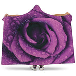 Dark Purple Rose Print Hooded Blanket