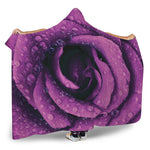 Dark Purple Rose Print Hooded Blanket