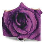 Dark Purple Rose Print Hooded Blanket