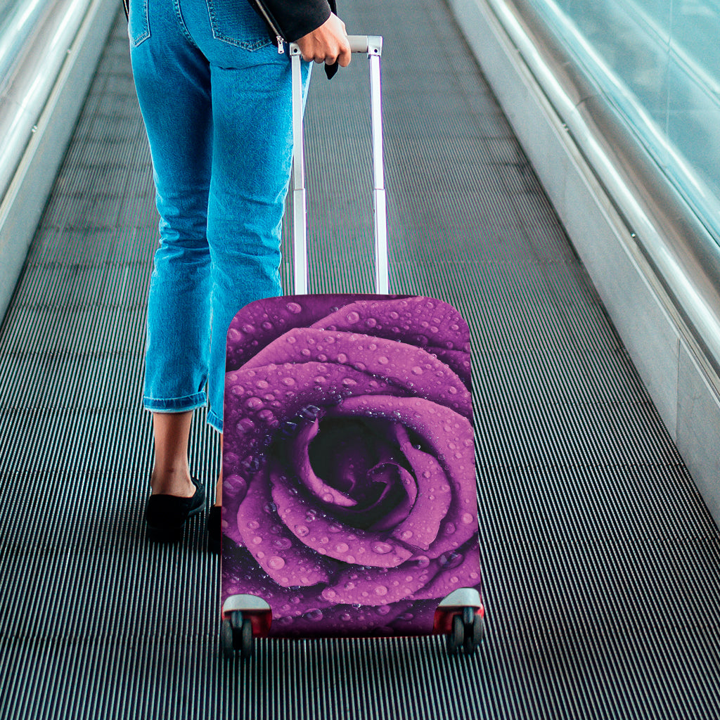 Dark Purple Rose Print Luggage Cover