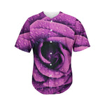 Dark Purple Rose Print Men's Baseball Jersey
