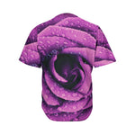 Dark Purple Rose Print Men's Baseball Jersey