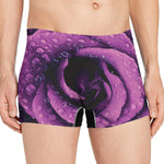 Dark Purple Rose Print Men's Boxer Briefs