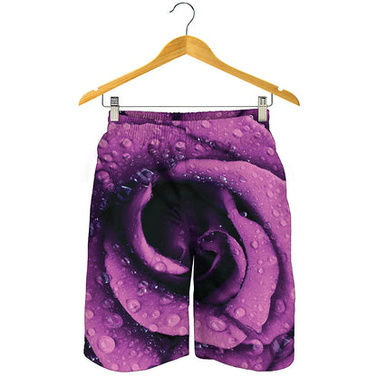 Dark Purple Rose Print Men's Shorts