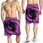 Dark Purple Rose Print Men's Shorts