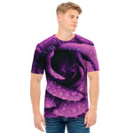 Dark Purple Rose Print Men's T-Shirt
