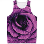 Dark Purple Rose Print Men's Tank Top