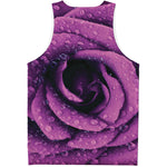 Dark Purple Rose Print Men's Tank Top