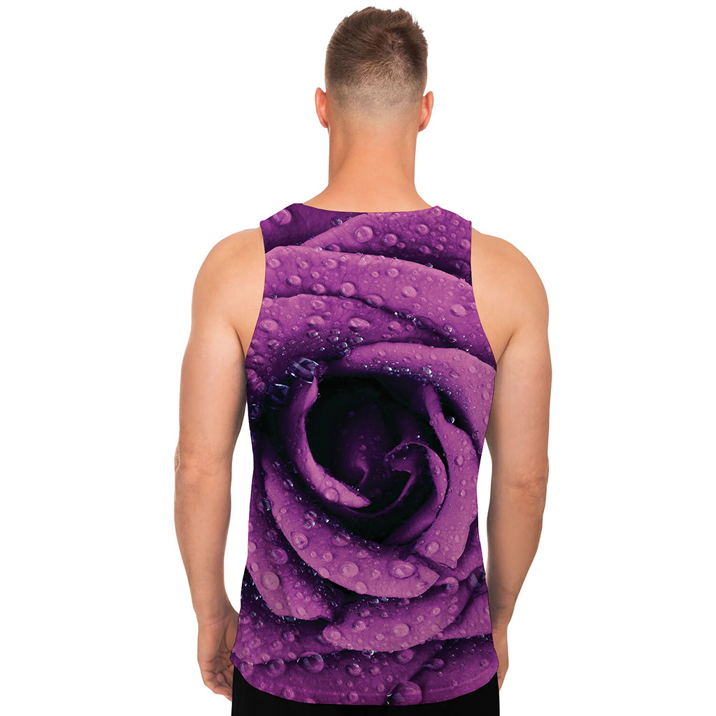 Dark Purple Rose Print Men's Tank Top
