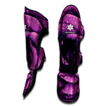 Dark Purple Rose Print Muay Thai Shin Guard