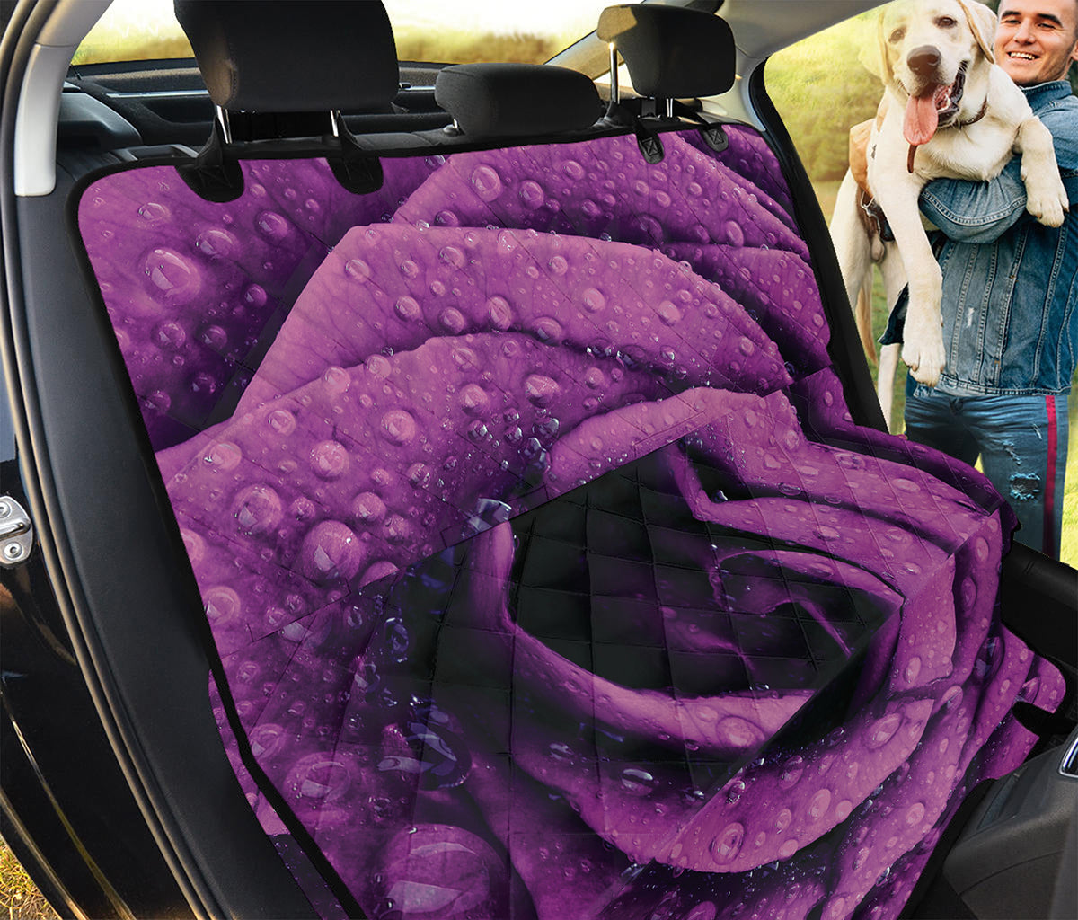 Dark Purple Rose Print Pet Car Back Seat Cover