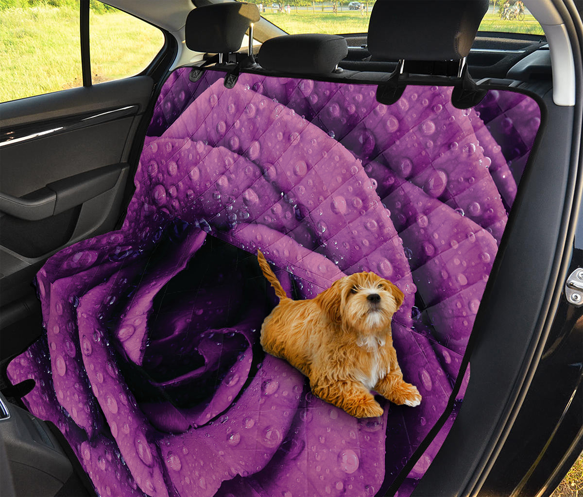 Dark Purple Rose Print Pet Car Back Seat Cover