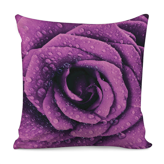 Dark Purple Rose Print Pillow Cover