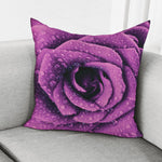 Dark Purple Rose Print Pillow Cover