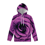 Dark Purple Rose Print Pullover Hoodie