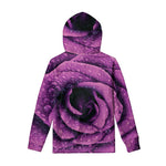 Dark Purple Rose Print Pullover Hoodie