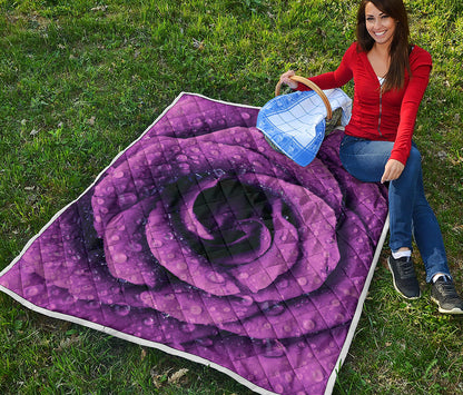 Dark Purple Rose Print Quilt