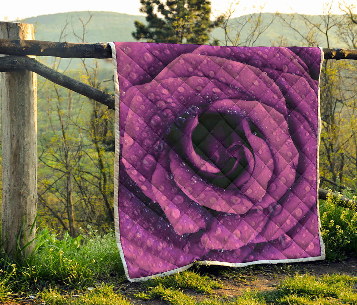 Dark Purple Rose Print Quilt