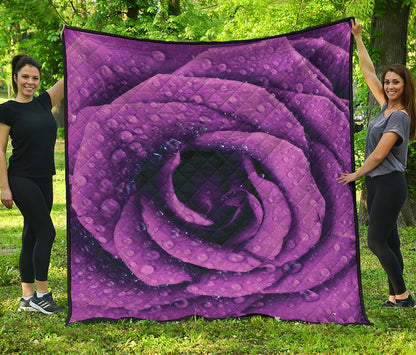 Dark Purple Rose Print Quilt